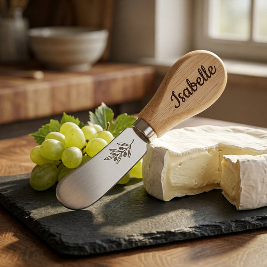 Personalized Cheese Spreader Knife Wooden Handle Housewarming Gift Custom Engraved