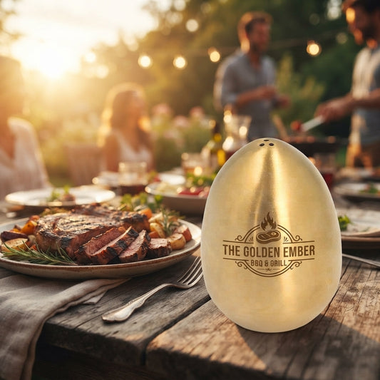 Personalized Egg Shaped Salt Shaker Gold Stainless Steel Tabletop Salt Dispenser Custom Engraved