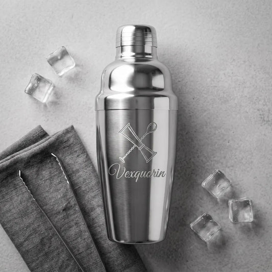 Personalized Cocktail Shaker Stainless Steel with Built In Strainer Groomsmen Gift Custom Engraved - Us Engravo
