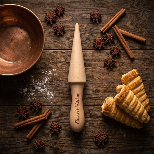 Personalized Pizzelle Roller Wooden Cream Horn and Waffle Cone Mold for Baking Custom Engraved - Us Engravo