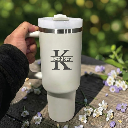 Personalized Custom Stanley Tumbler 40oz – Middle Cut Permanent Laser Engraved Design