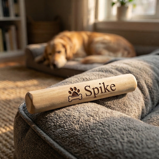 Personalized Coffee Wood Chew Stick for Dogs Custom Engraved