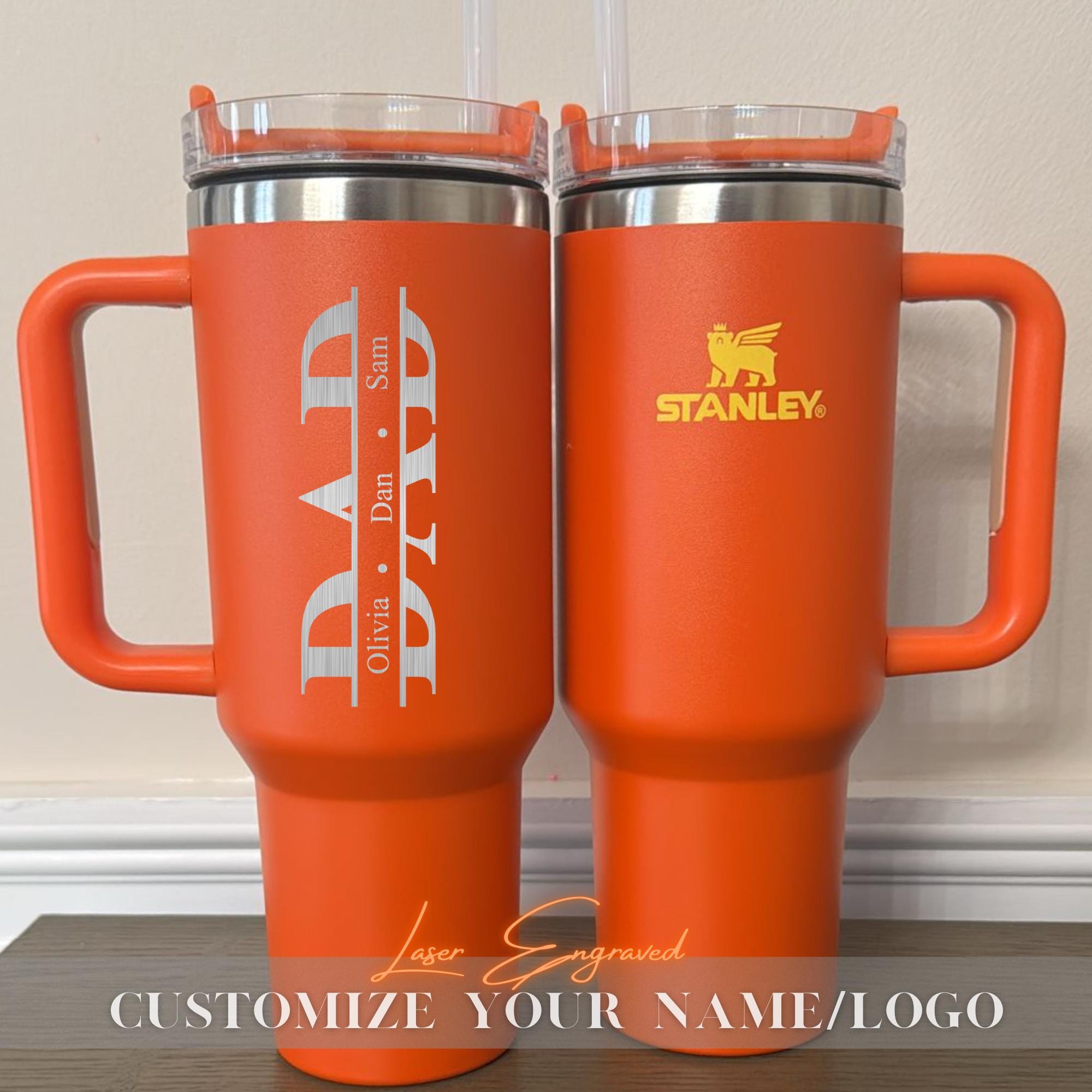 Personalized Stanley 40oz Tumbler for Dad - Custom Engraved Father’s Day Gift, Best Dad Ever Cup, Funny Dad Gift, Insulated Travel Mug