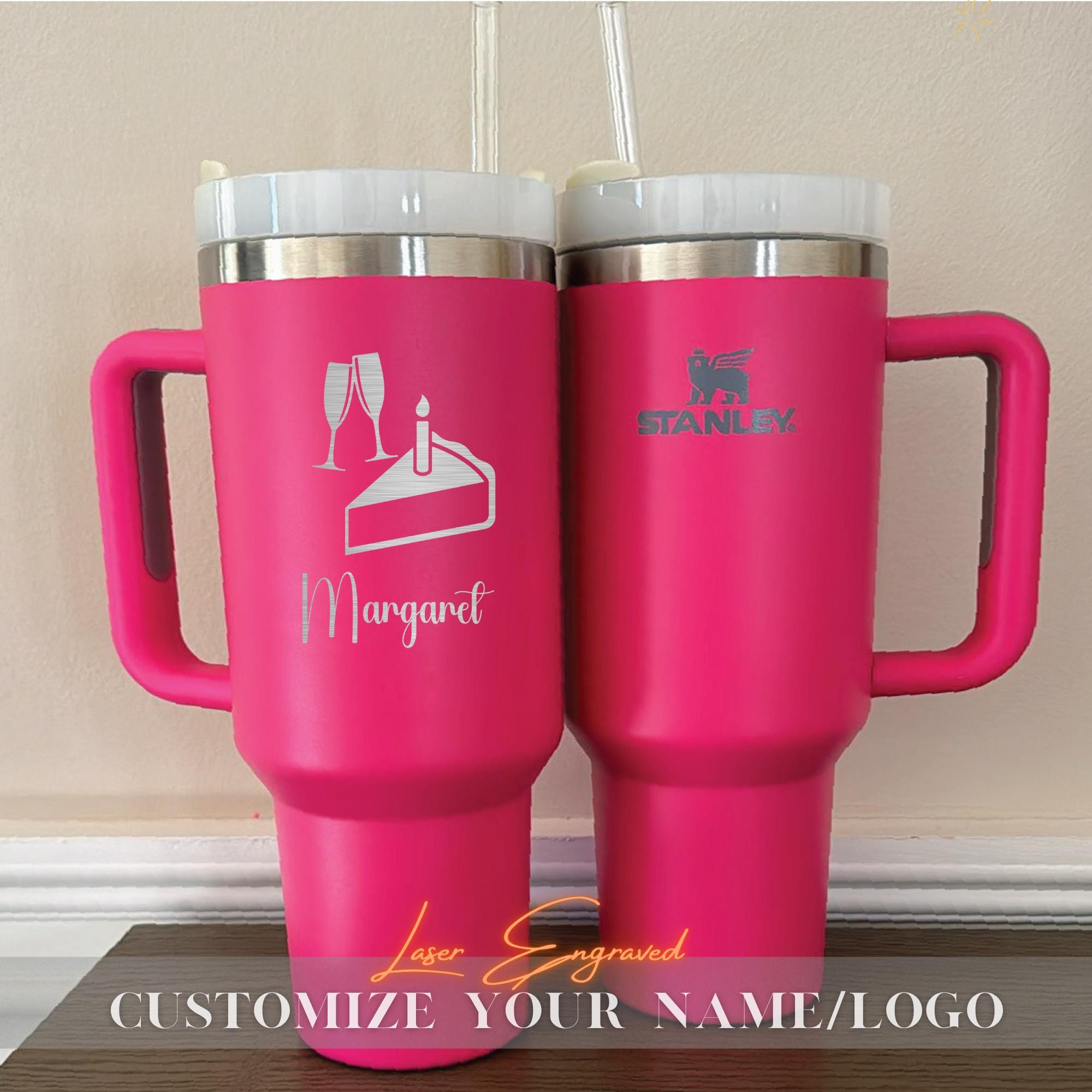 Engraved Birthday Cake With Name Stanley 40oz Tumbler Gift, Traveling Mug, Birthday Gift, Bridal Party Gifts, Bridesmaid Gifts, Gift for her