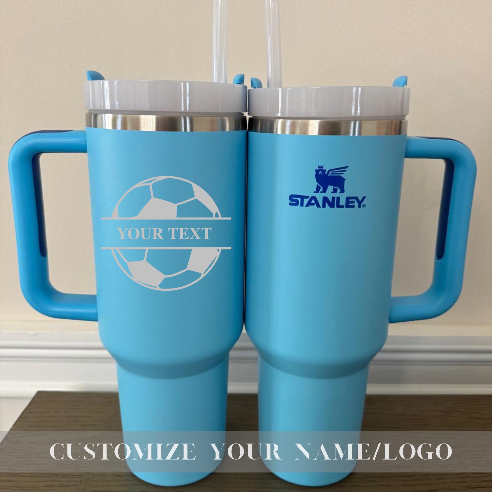 Personalized Football Stanley 40oz Tumbler - Laser Engraved Football Stanley Cup - Custom Soccer 40oz Tumblers - Sport Season Gift with Name