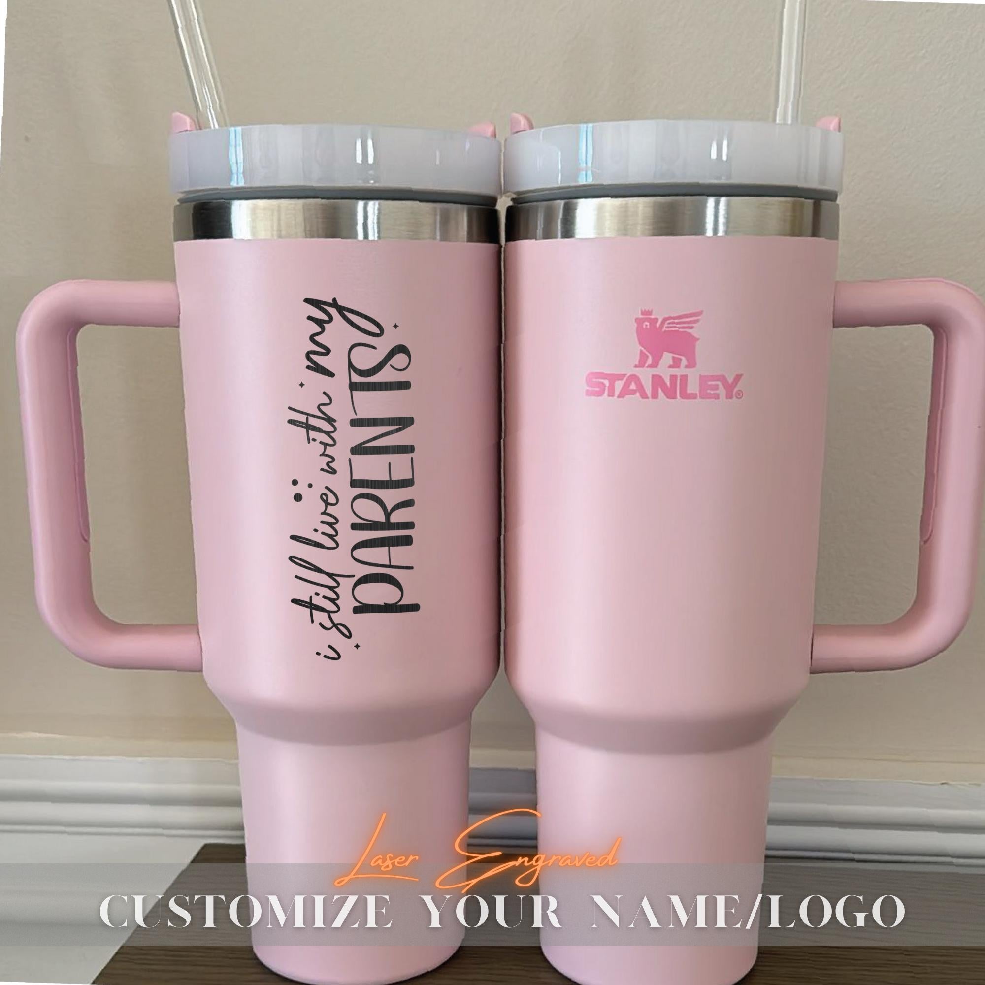 Personalized Stanley Tumbler 40oz Laser Engraved - Custom Name Gift for Parents Day, Mothers Day, Fathers Day Keepsake, Parent's Day Present