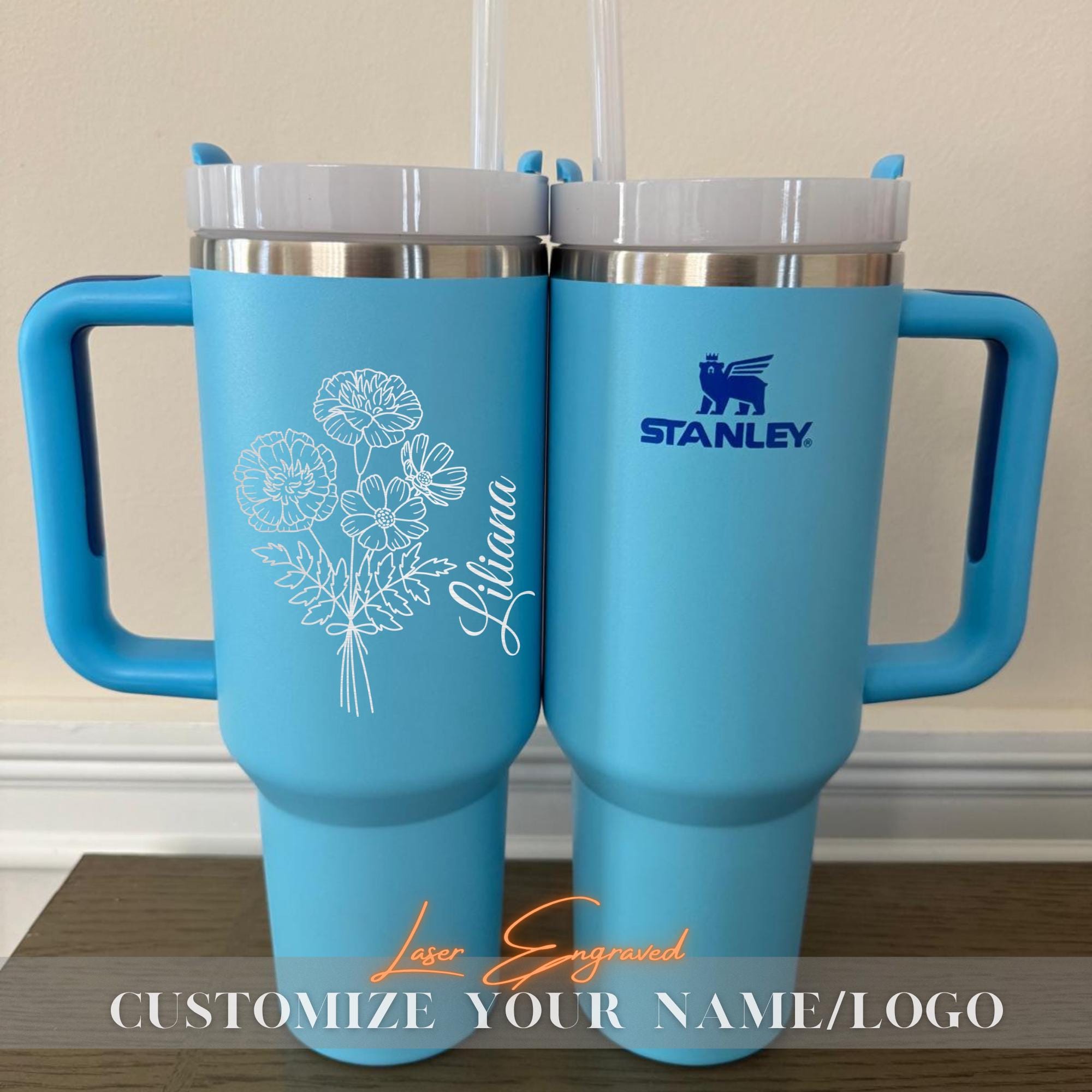 Stanley Quencher Personalized 40oz For Birthday Gift - Custom Engraved Cup - Bridesmaid Proposal Gift, Wedding Party Favors,Bride Squad Gift