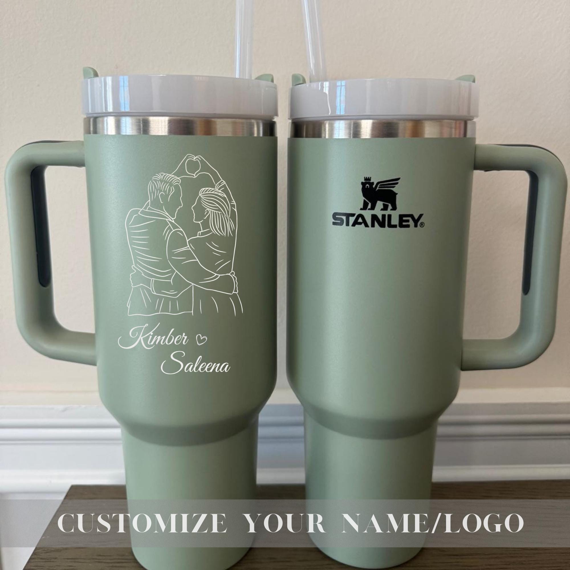 Custom Stanley 40oz Cup Valentine Day Gift - Anniversary Gifts - Romantic Gift for Couple - Gift for Him - Names and Date - Galentine Gifts