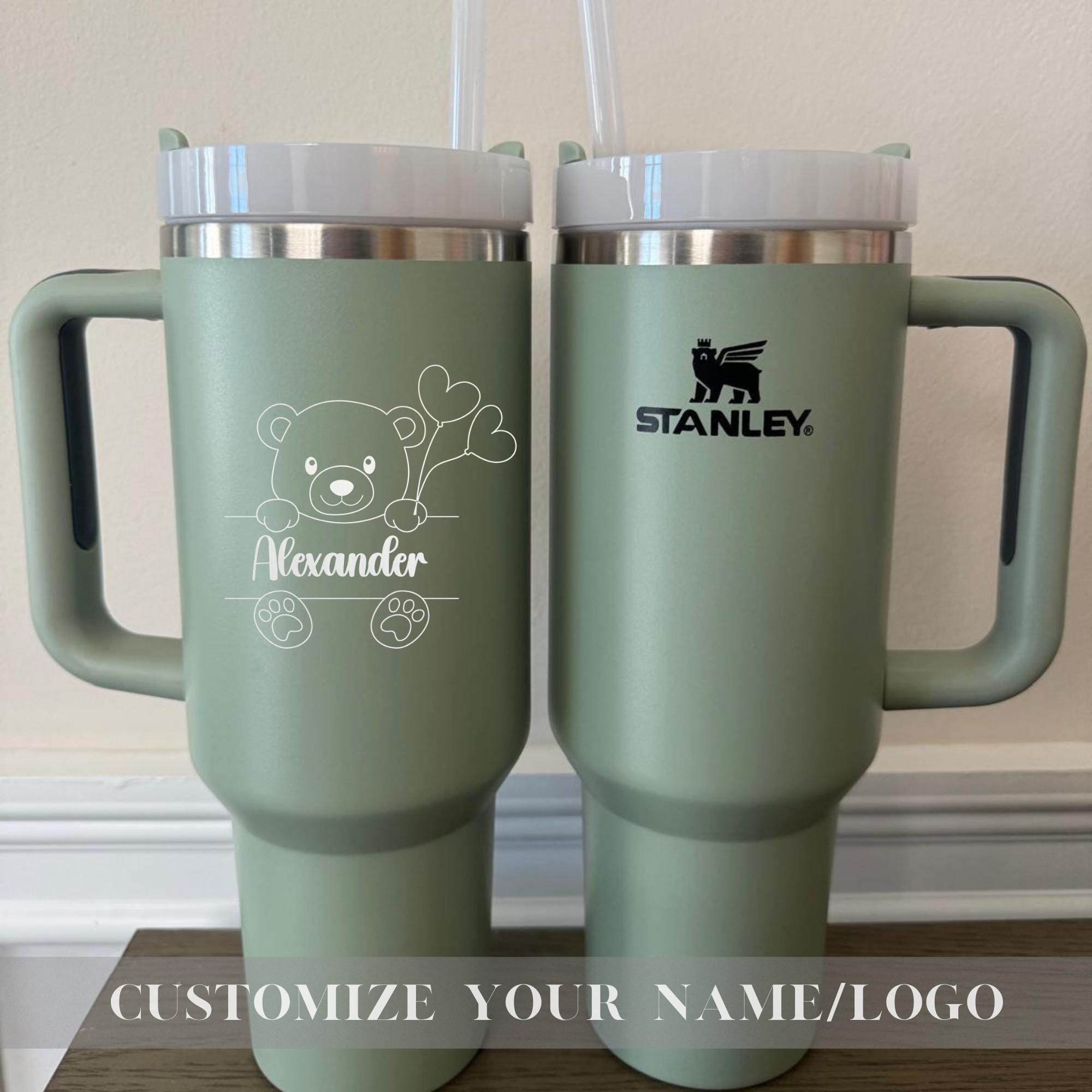 Personalized Stanley 40oz Cup with Teddy Bear & Name – Custom Stanley Gift, Trending, Unique, High Demand, Personalized Gifts, Birthday Gift