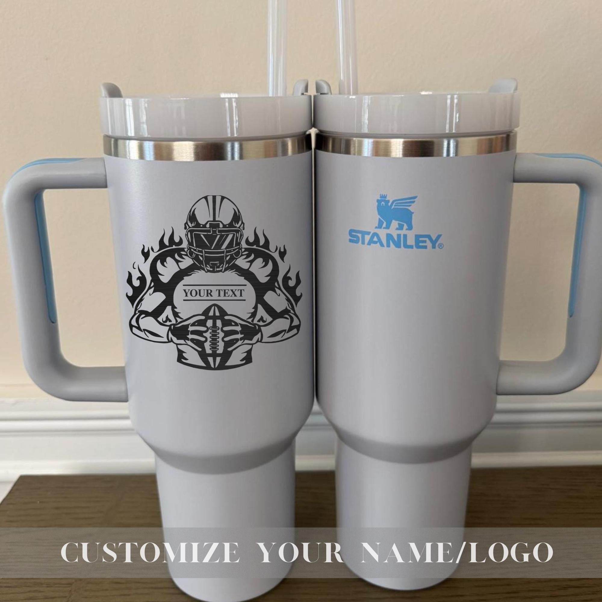 Personalized Football Stanley 40oz cups - Custom American football Stanley Tumbler with Name - Football Gifts for Him and Her - Sports Gifts