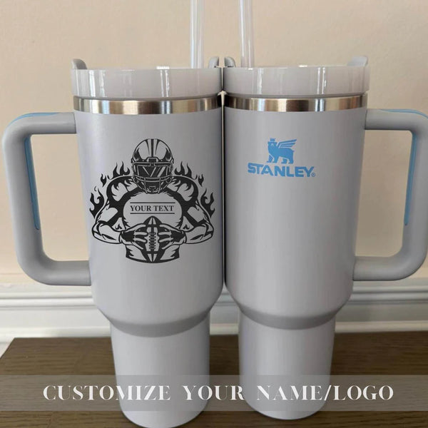 Personalized Football Stanley 40oz cups - Custom American football Stanley Tumbler with Name - Football Gifts for Him and Her - Sports Gifts