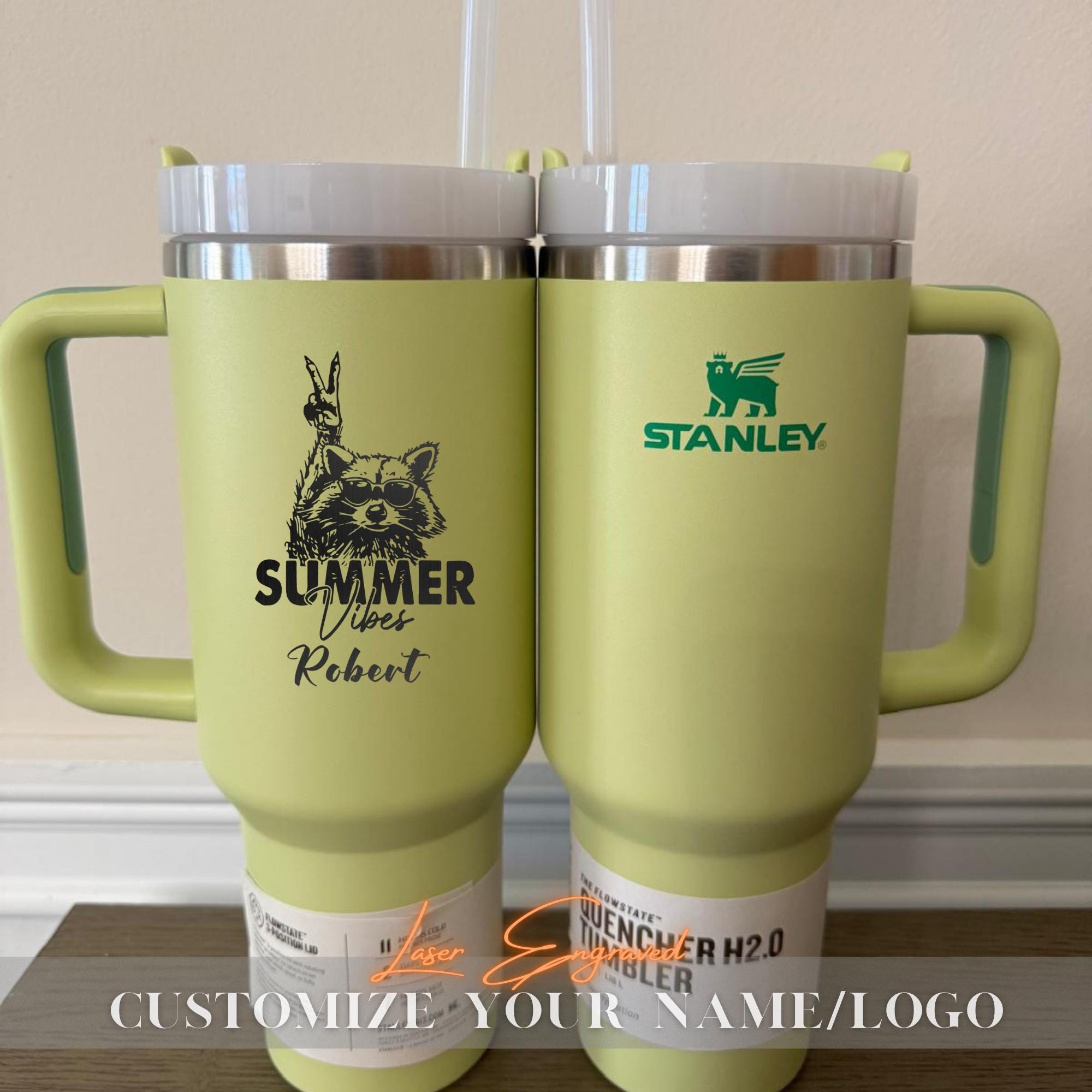 Personalized Stanley Quencher 40oz Tumbler - Laser Engraved Summer Cup, Beach Gift for Women, Bridesmaid Gift, Nurse Gift, Custom Stanley