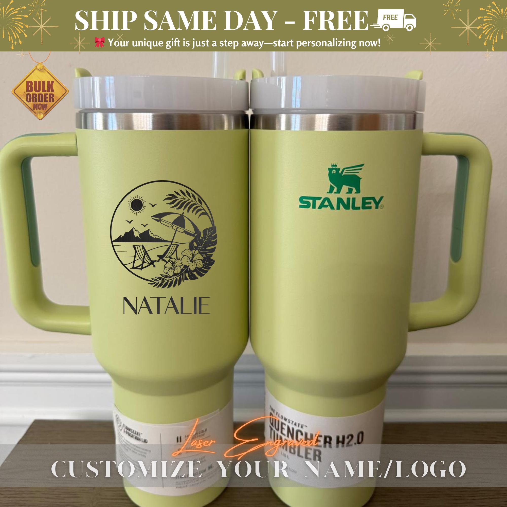 Personalized Stanley 40oz Tumbler - Laser Engraved Cup, Bachelorette Gift, Beach Trip, Summer Vacation, Custom Name Travel Mug