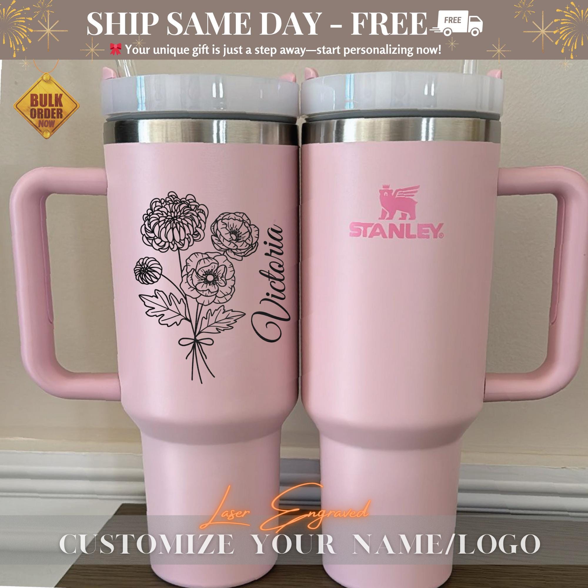 Custom Stanley Tumbler 40oz Personalized - Engraved Name, Quote - Birthday Gift for Her, Him, Wife, Husband, Best Friend, 40oz birthday gift