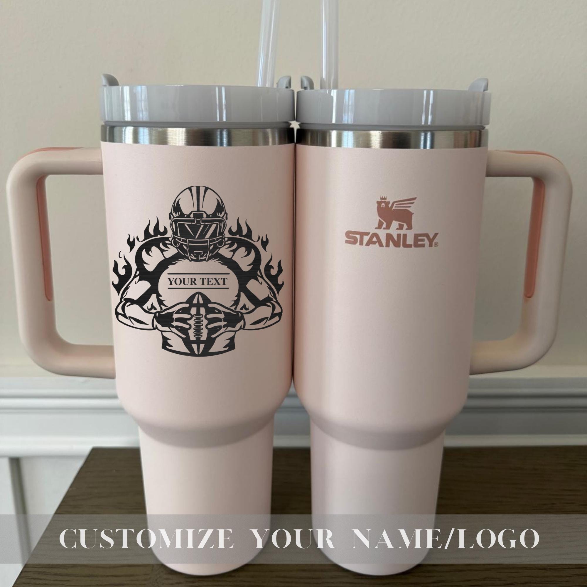 Personalized Football Stanley 40oz cups - Custom American football Stanley Tumbler with Name - Football Gifts for Him and Her - Sports Gifts