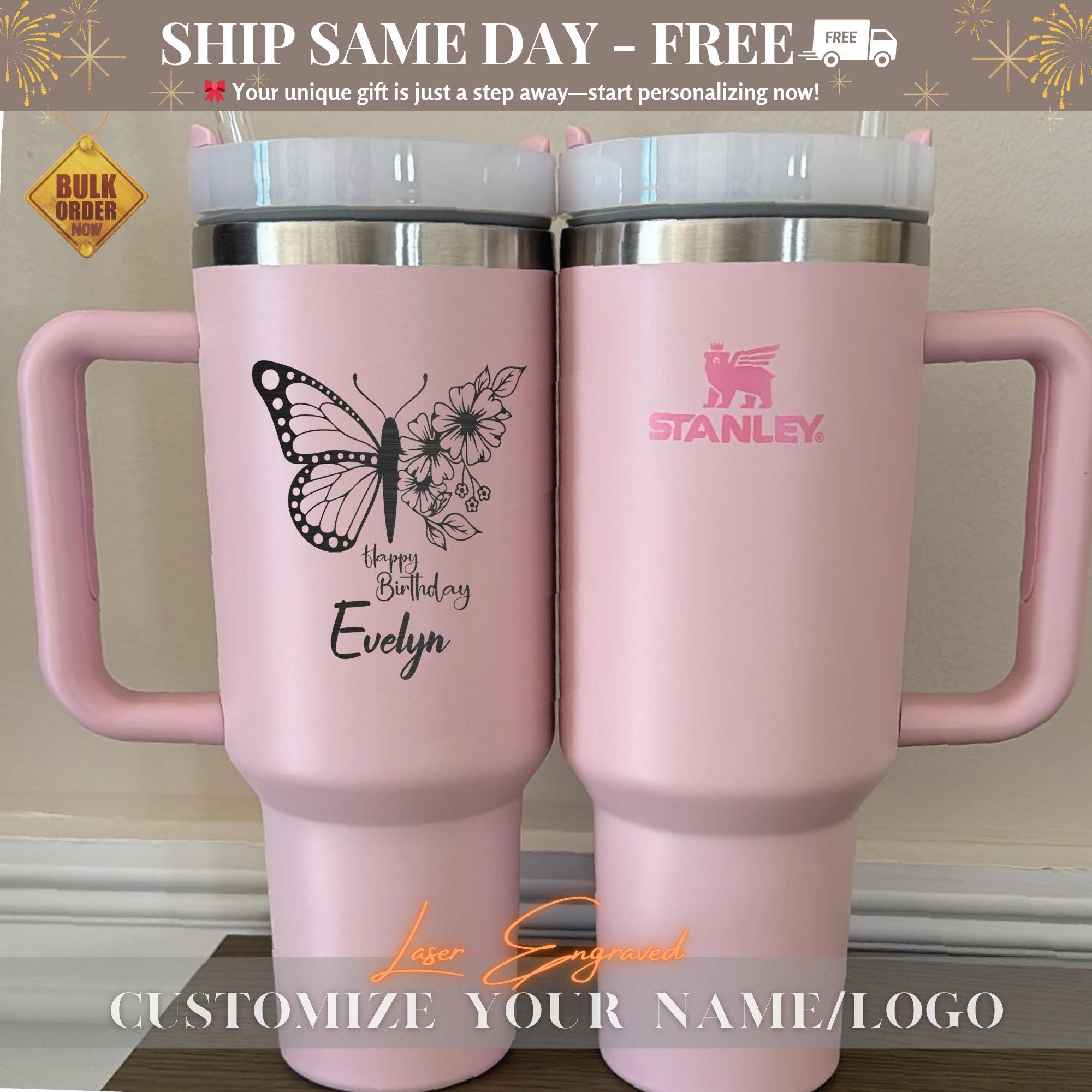Personalized Birth Flower Tumbler With Name, Birth Flower Mug, Traveling Cup, Mothers Day, Bridesmaid Proposal, Party Favor, Gifts for Her