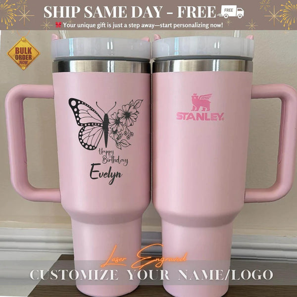 Personalized Birth Flower Tumbler With Name, Birth Flower Mug, Traveling Cup, Mothers Day, Bridesmaid Proposal, Party Favor, Gifts for Her