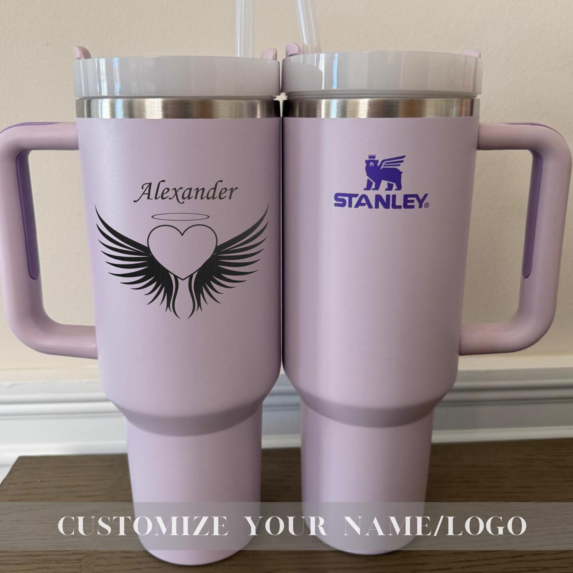 Valentine's Day Custom Stanley 40oz Cup, Insulated Travel & Hiking Mug, Custom 40oz Tumbler,Engraved 40oz Tumbler,Laser Engraved Stanley Cup