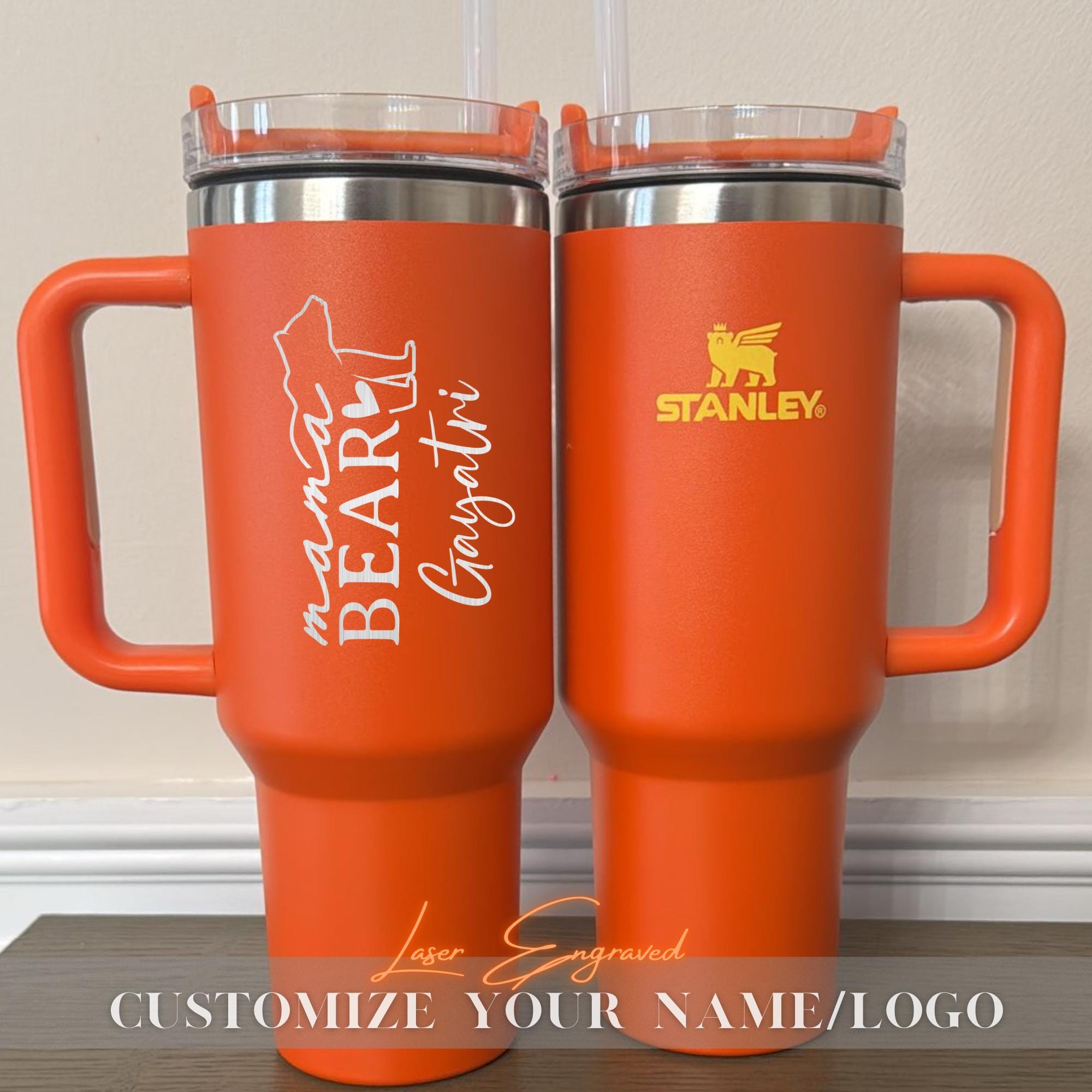 Personalized Mama Bear Stanley 40oz Tumbler, Custom Mother’s Day Gift, Insulated Travel Mug, Unique Mom Gift 2025, Engraved Tumbler for Mom