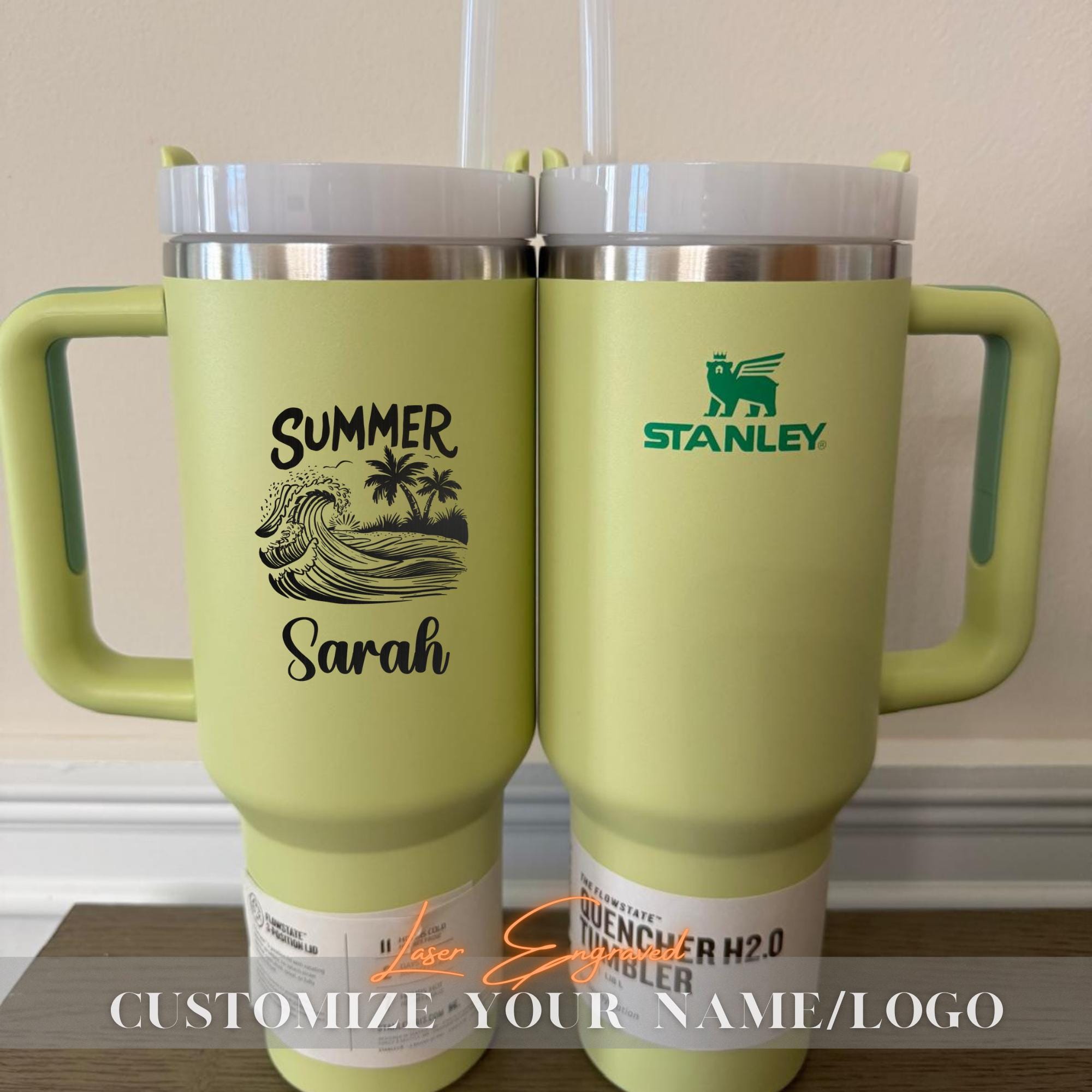 Personalized Beach Tumbler for Girl's Trip, Vacation 40 OZ Stanley Tumblers, Girls Weekend Gift, Laser Engraved Cups, Stainless Steel Mug