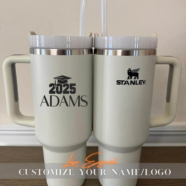 Graduation 2025 Stanley Tumbler | Custom Engraved Name, College, Teacher | 40oz Senior Party Keepsake Gift - Class of 2025 Engraved Name