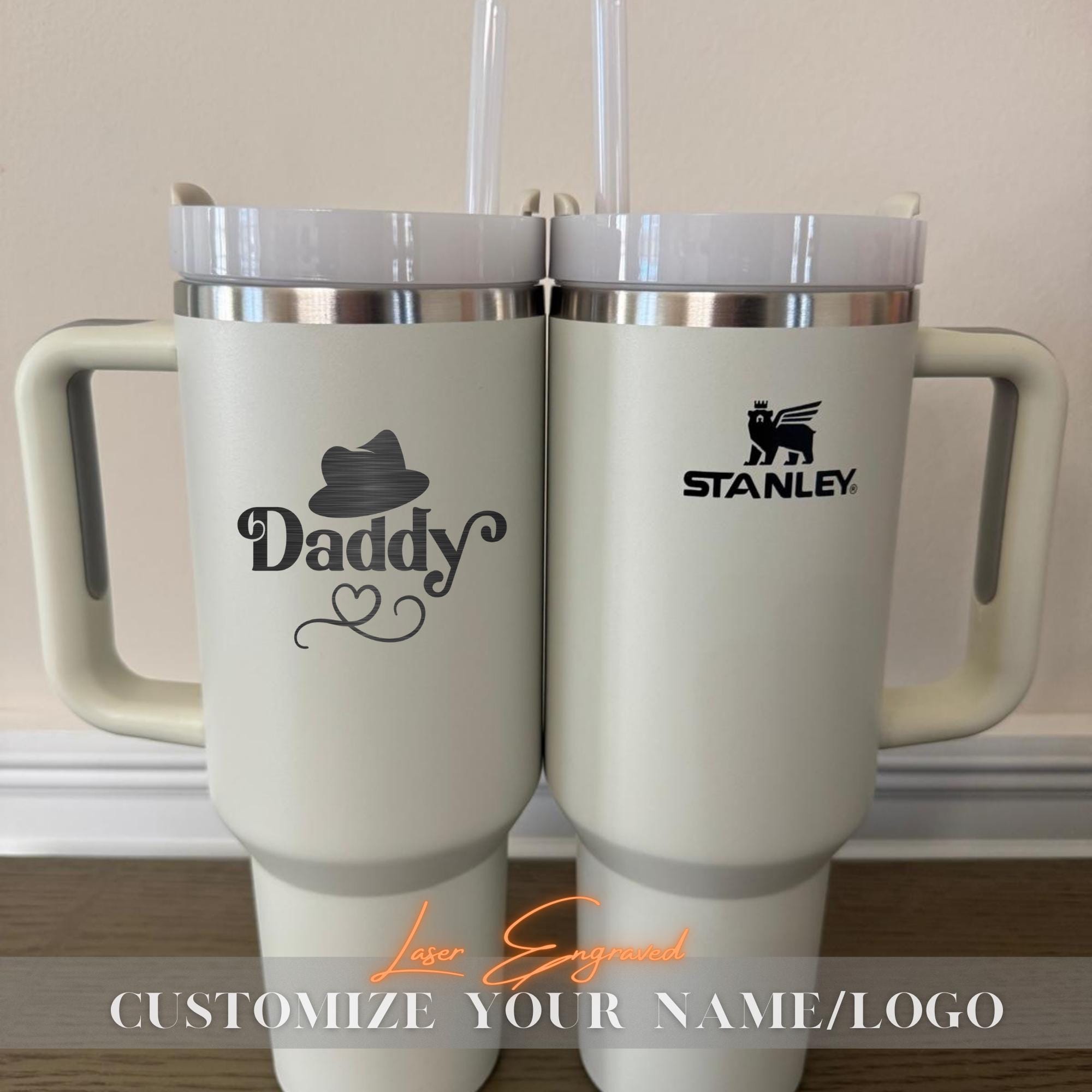 Personalized Stanley 40oz Tumbler - Custom Dad Gift, Engraved Custom Stanley Cup, Fathers Day Gift, Unique Daddy Tumbler, Trendy Dad Present