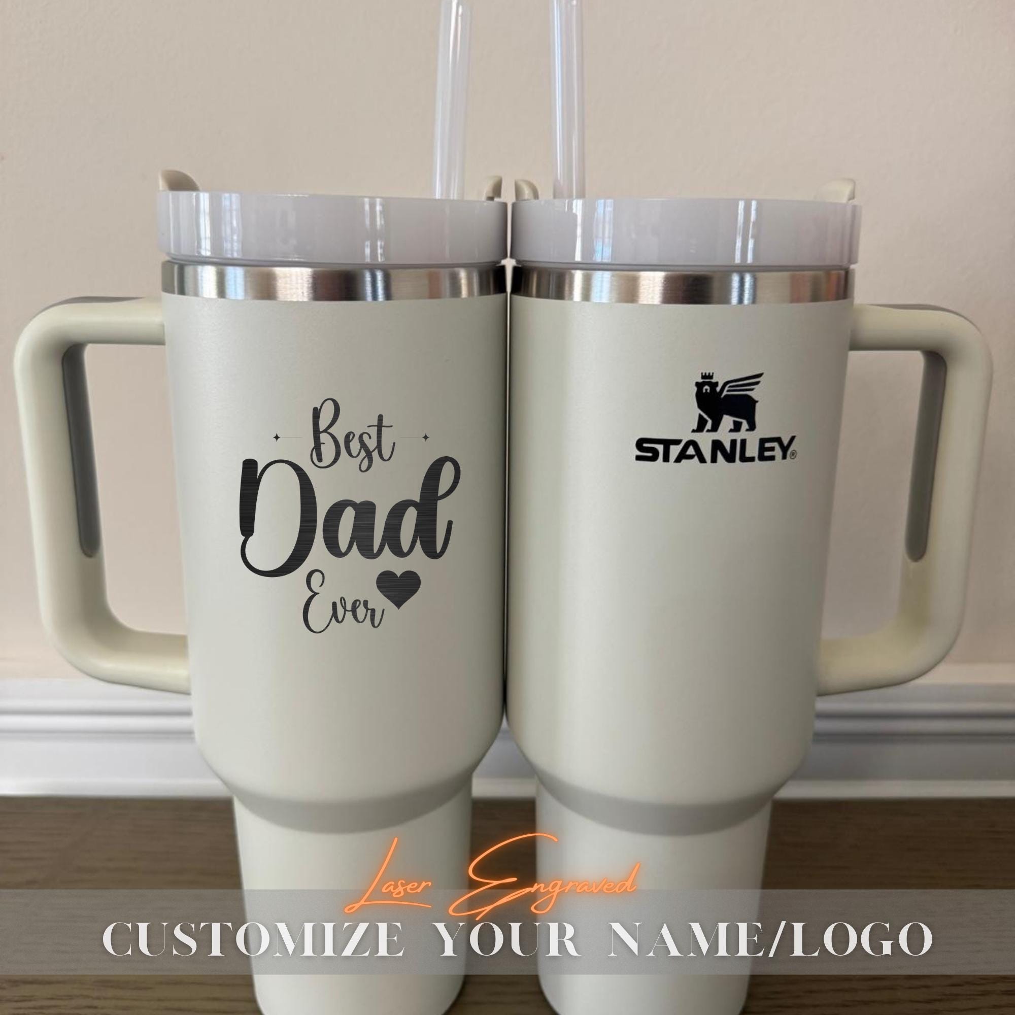 Personalized Stanley 40oz Tumbler - Best Dad Ever Gift for Fathers Day - Custom Engraved Insulated Cup - Unique Dad Gift Idea - Gift for him