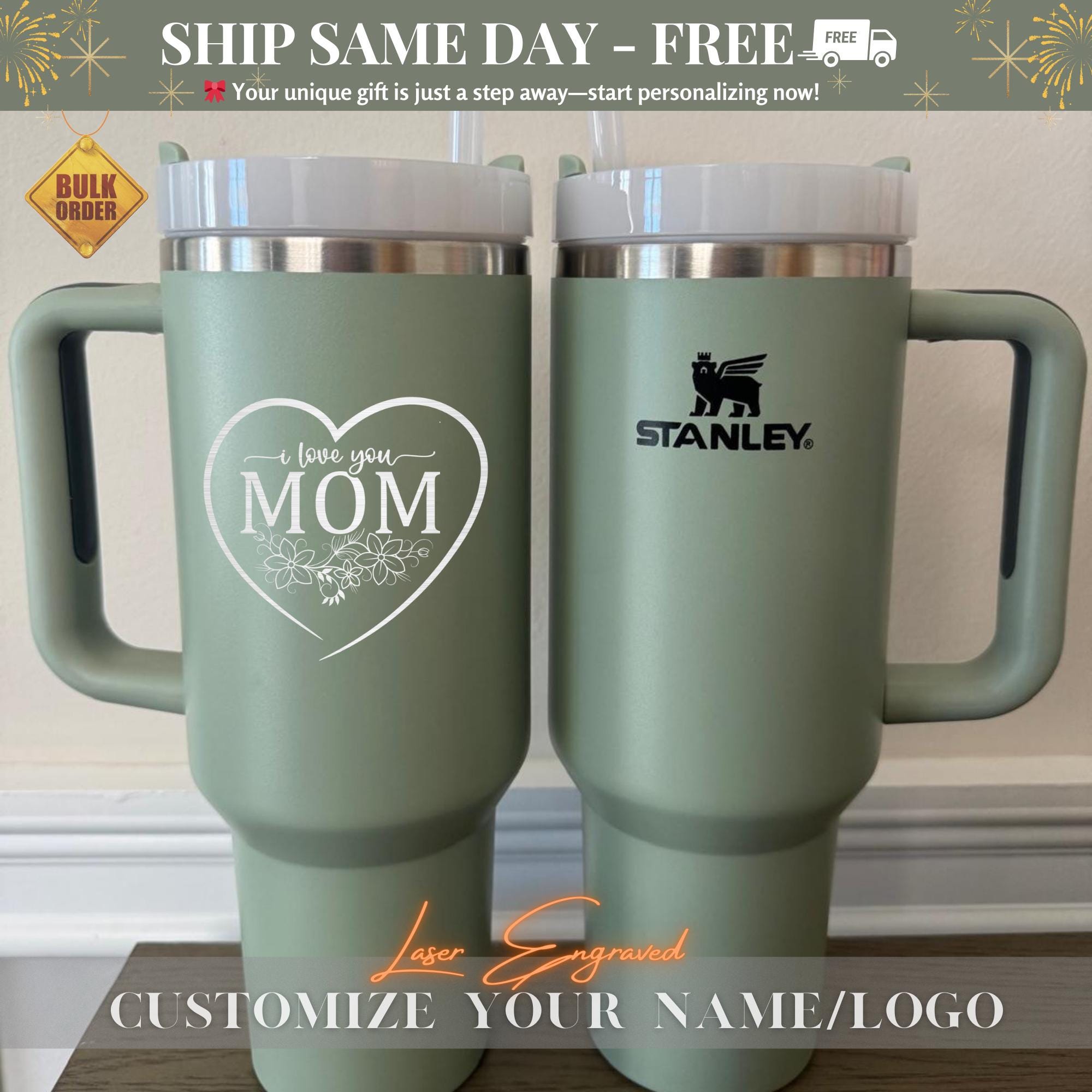 Best Mom Ever Personalized Stanley 40oz Tumbler - Custom Engraved Insulated Cup - Mother's Day Gift - Custom Name Travel Mug - Gift for Mom