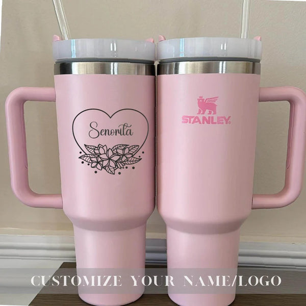 Custom Engraved Stanley 40oz Tumbler - Personalized Valentine's Day Gift, Unique Travel Mug, Best Gift for Her, Insulated Drinkware Cup