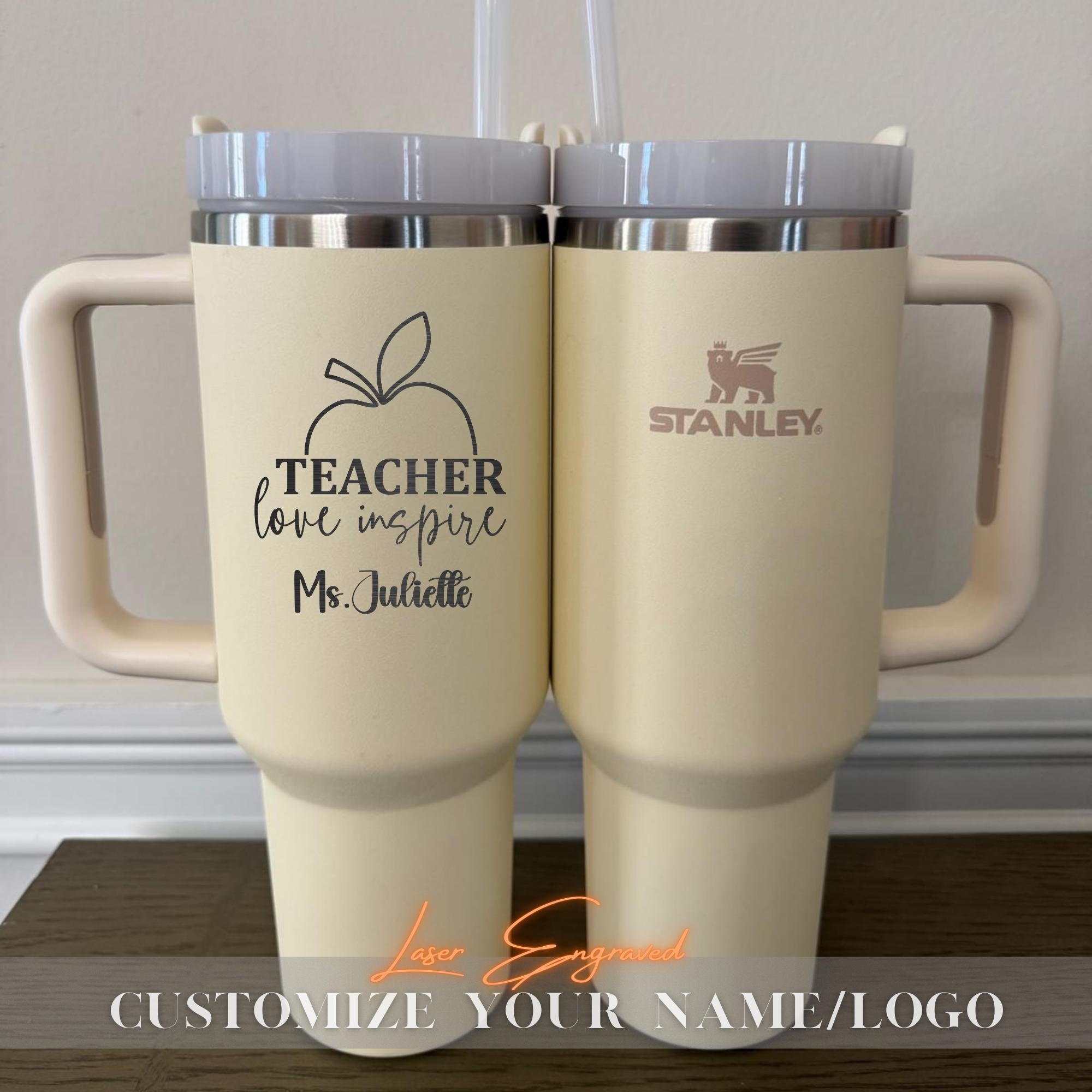 Bulk Custom Stanley 40oz Tumbler Teacher Gift - Personalized Laser Engraved Name - Insulated Cup for Educators, Professors, School, Tutor