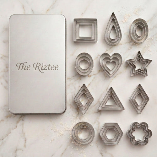 Personalized Mini Cookie Cutter Set Stainless Steel Polymer Clay and Fondant Shapes with Engraved Tin