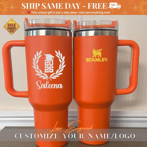 Personalized Stanley-Style 40oz Tumbler | Class of 2025 Graduation Gift | Engraved Name, University, Teacher, Senior Party