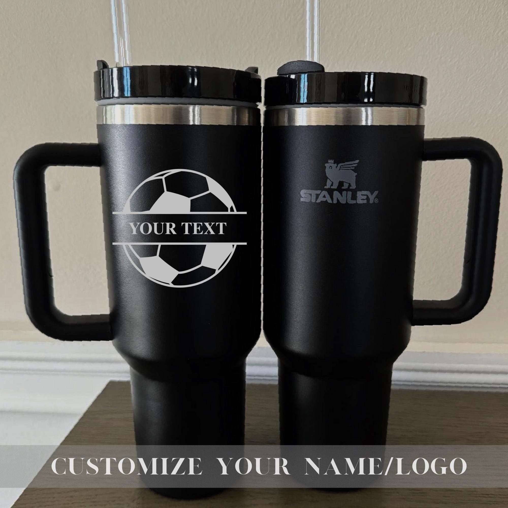 Personalized Football Stanley 40oz Tumbler - Laser Engraved Football Stanley Cup - Custom Soccer 40oz Tumblers - Sport Season Gift with Name