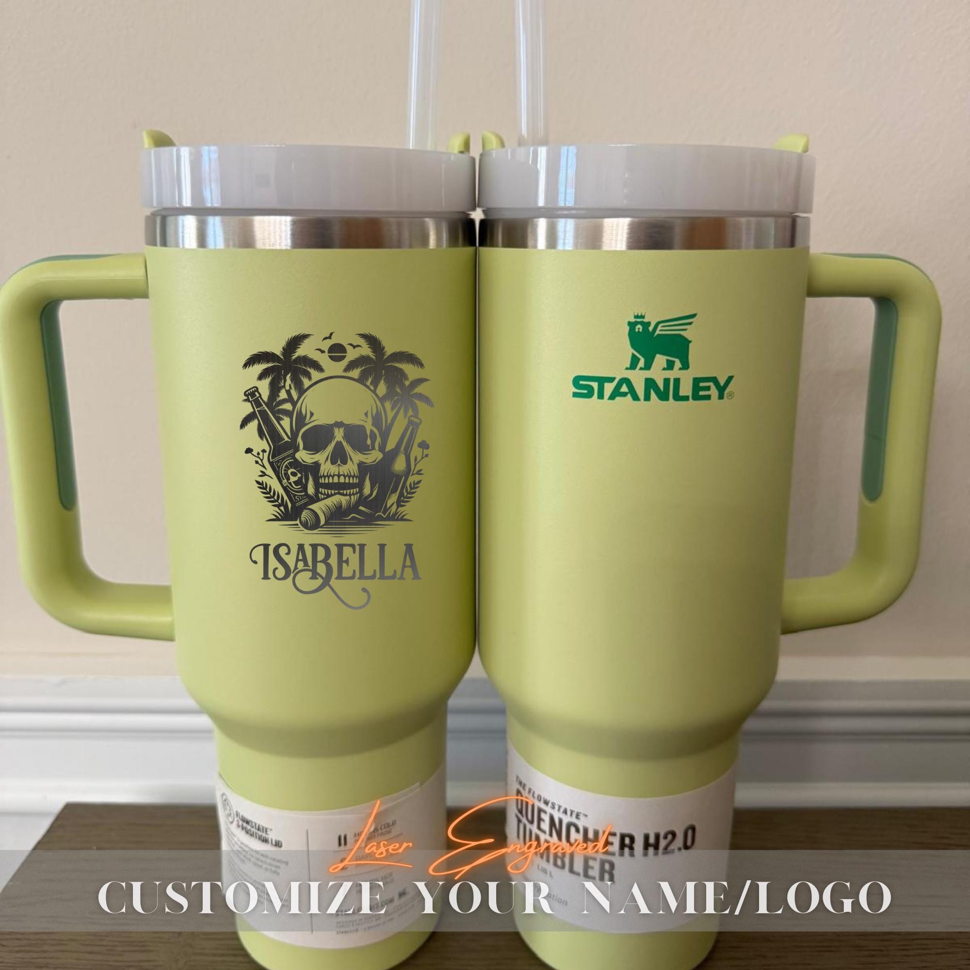 Custom Engraved Stanley 40oz Tumbler - Personalized Name - Bridesmaid Gift, Vacation Essentials, Summer Party, Beach Wedding, traveller mugs