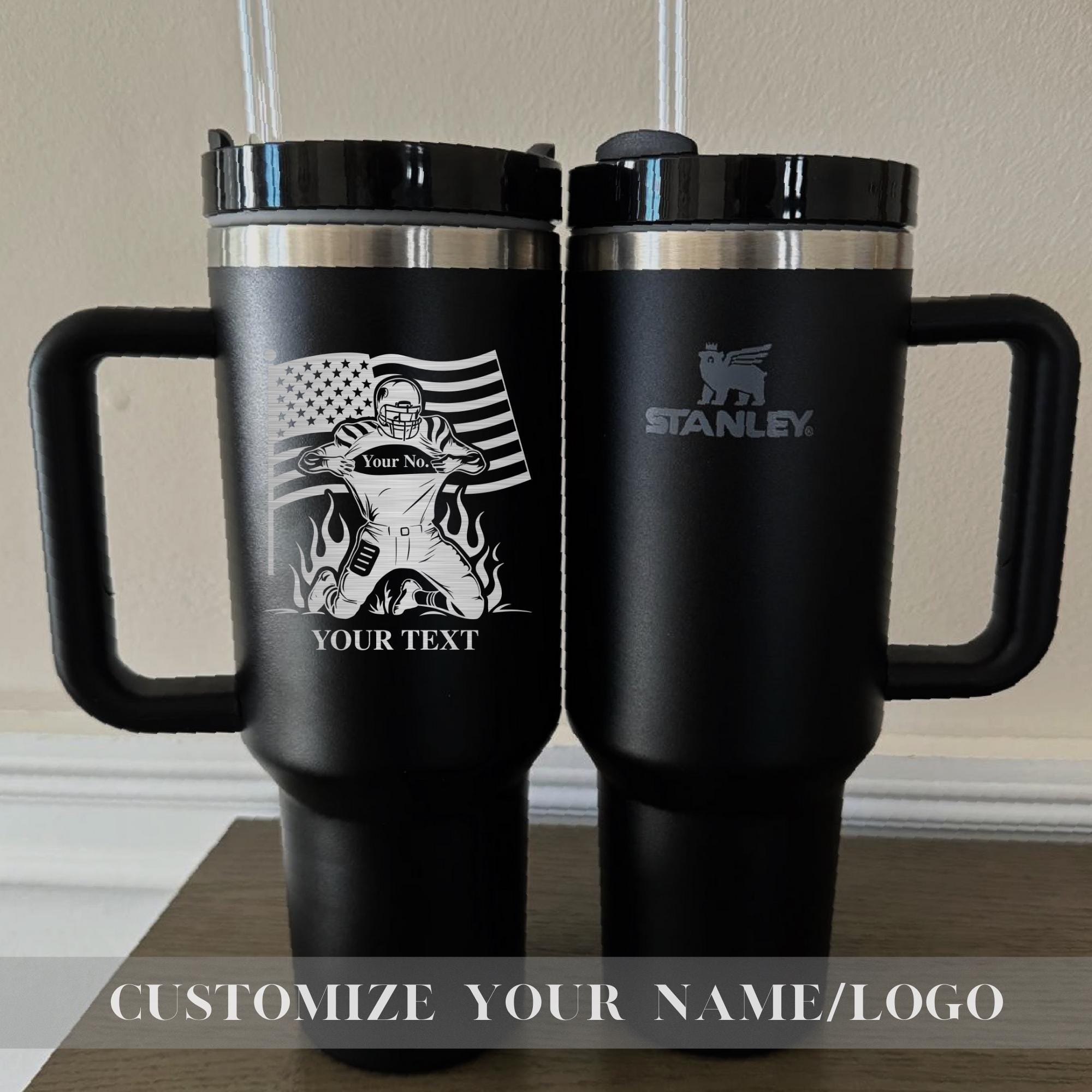 Customized Football Player Name on Stanley 40oz Cup - Football Player Mug - Custom 40oz Tumblers -Engraved 40oz Sports Cups - Gifts For Her