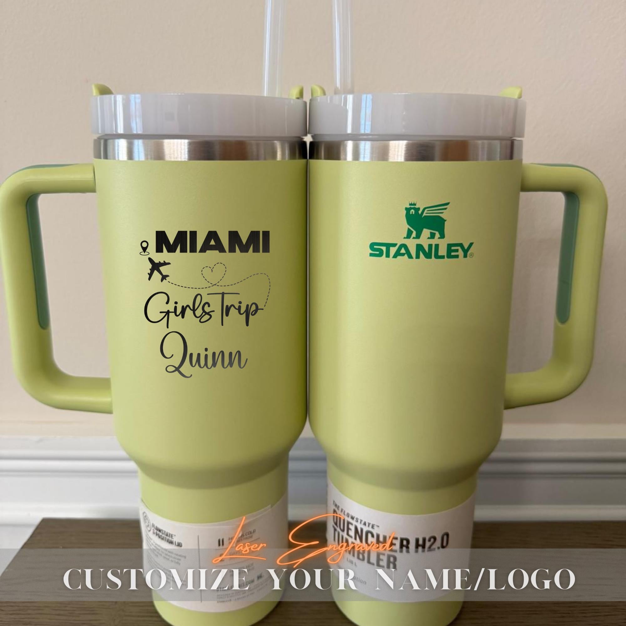 Personalized Stanley Tumbler 40oz - Laser Engraved Name - Girls Trip 2025 Gift, Bridesmaid Cup, Summer Vacation Travel Mug, Bachelorette Cup
