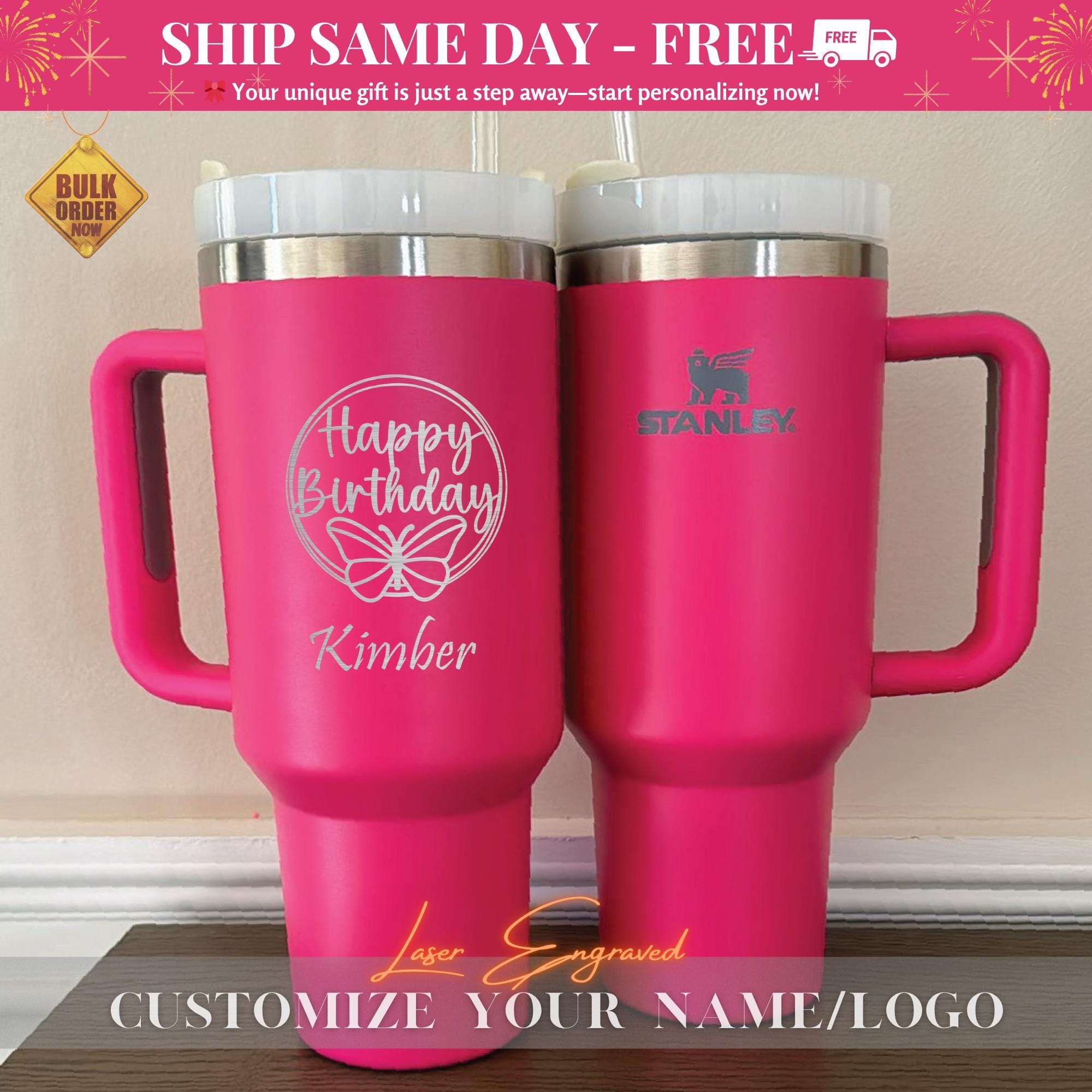 Custom 40oz Stanley, Laser Engraved Stanley 40oz Tumbler, Personalized Insulated Mug for Christmas & Birthday Gifts, Custom Name Travel Cup