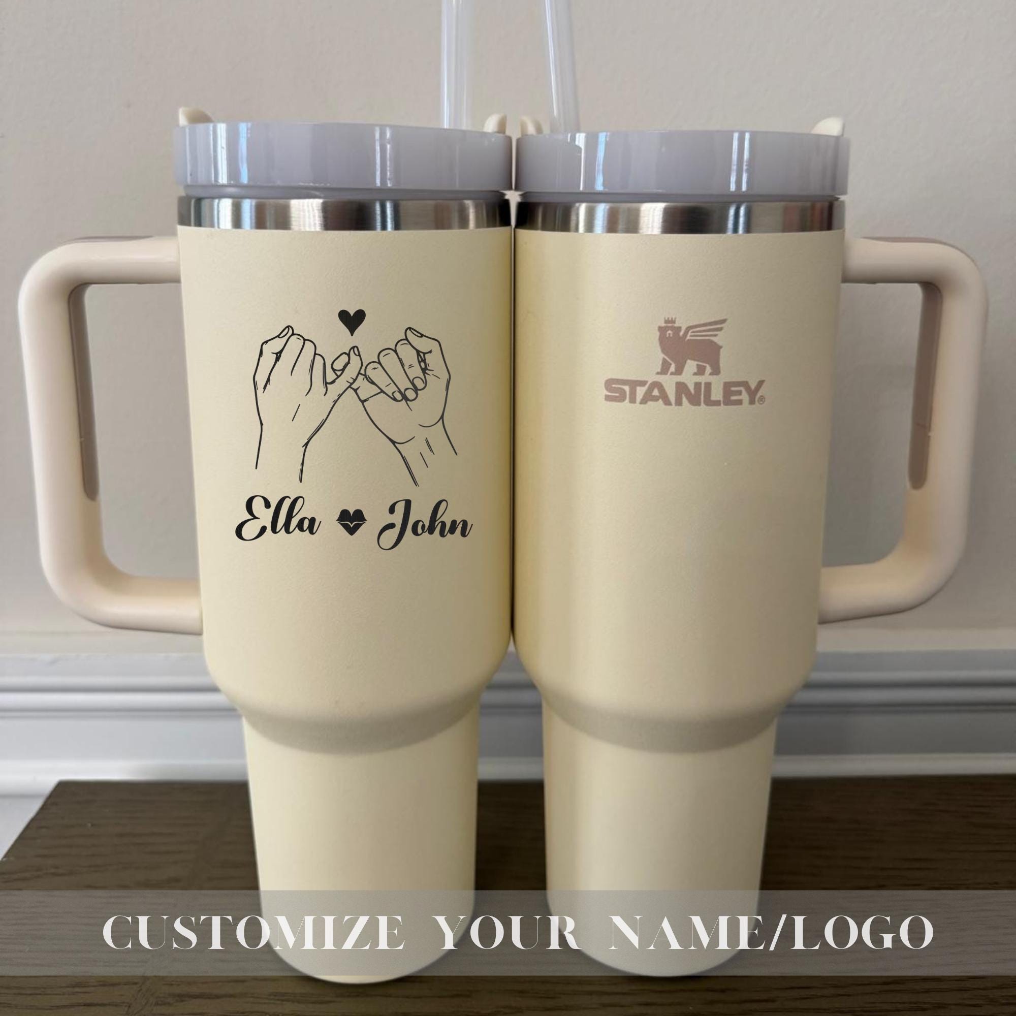 Valentine's Day Personalized Stanley 40oz Cup for Couples, Love, Engagement, Wedding Gift, Custom Friends Name Mug, Unique Couple Gift Idea