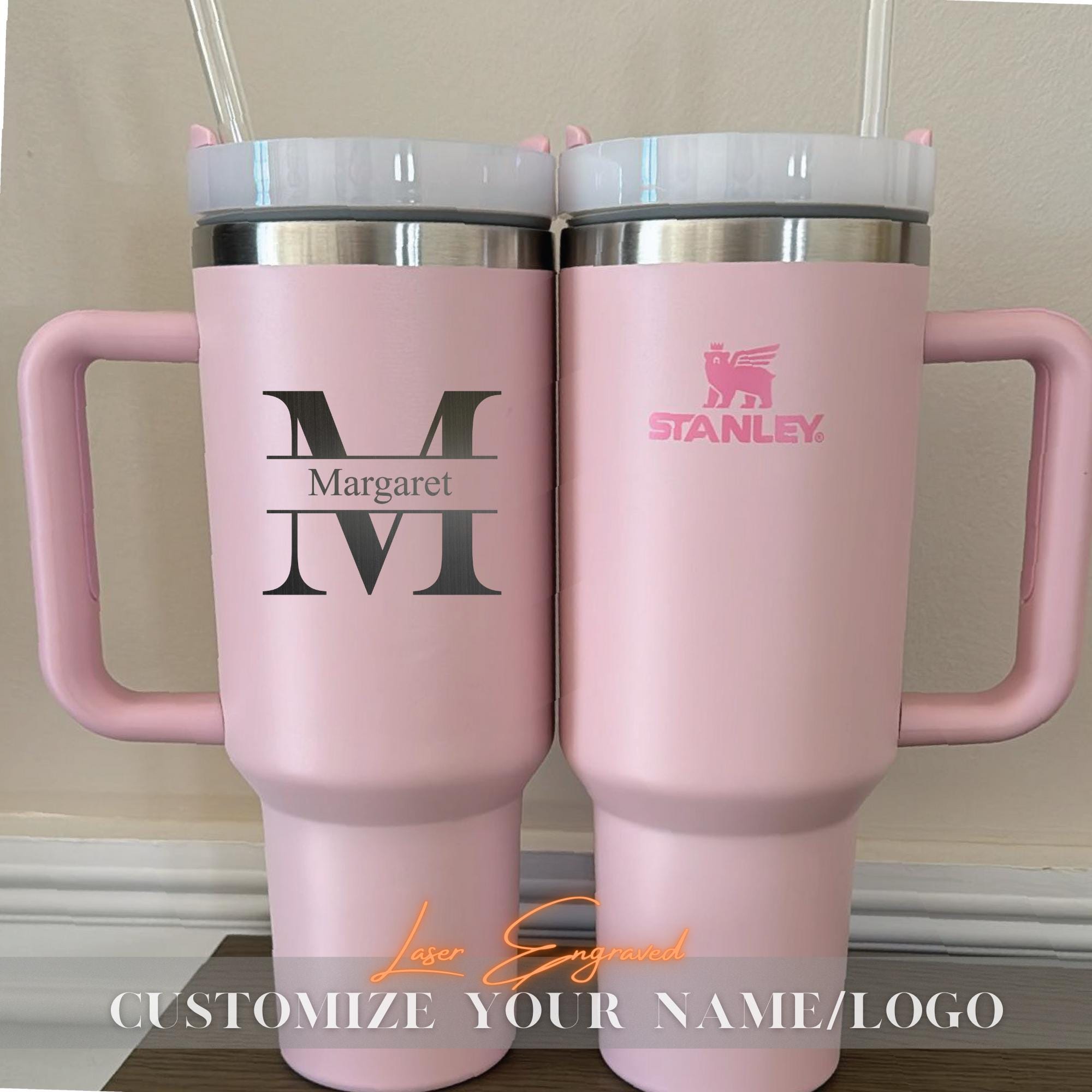Personalized Stanley 40oz Tumbler for Mom – 40oz Engraved Mother's Day Gift – Custom Names – Mom Cup with Handle and Straw, Bulk Custom Logo