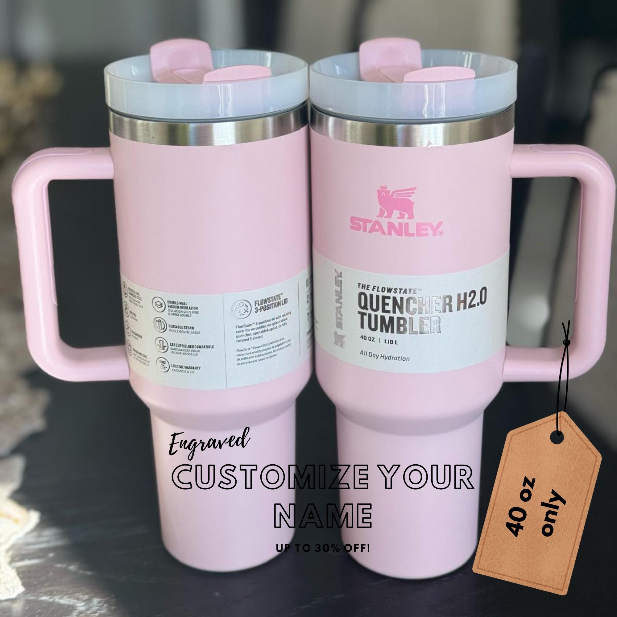 Personalized Stanley 40oz Tumbler, Custom Engraved Tumblers, Bridesmaid Proposal Gift, Gifts for Her, Insulated Travel Mug, Custom Logo
