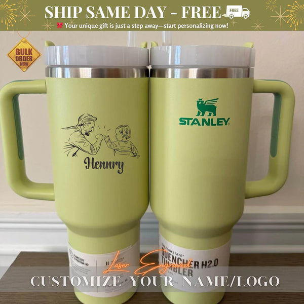 Personalized Stanley 40oz Tumbler Cup for Dad - Custom Name Engraved Gift - Fathers Day Gift - Unique & Trendy Dad Gift 2025 - Fast Shipping