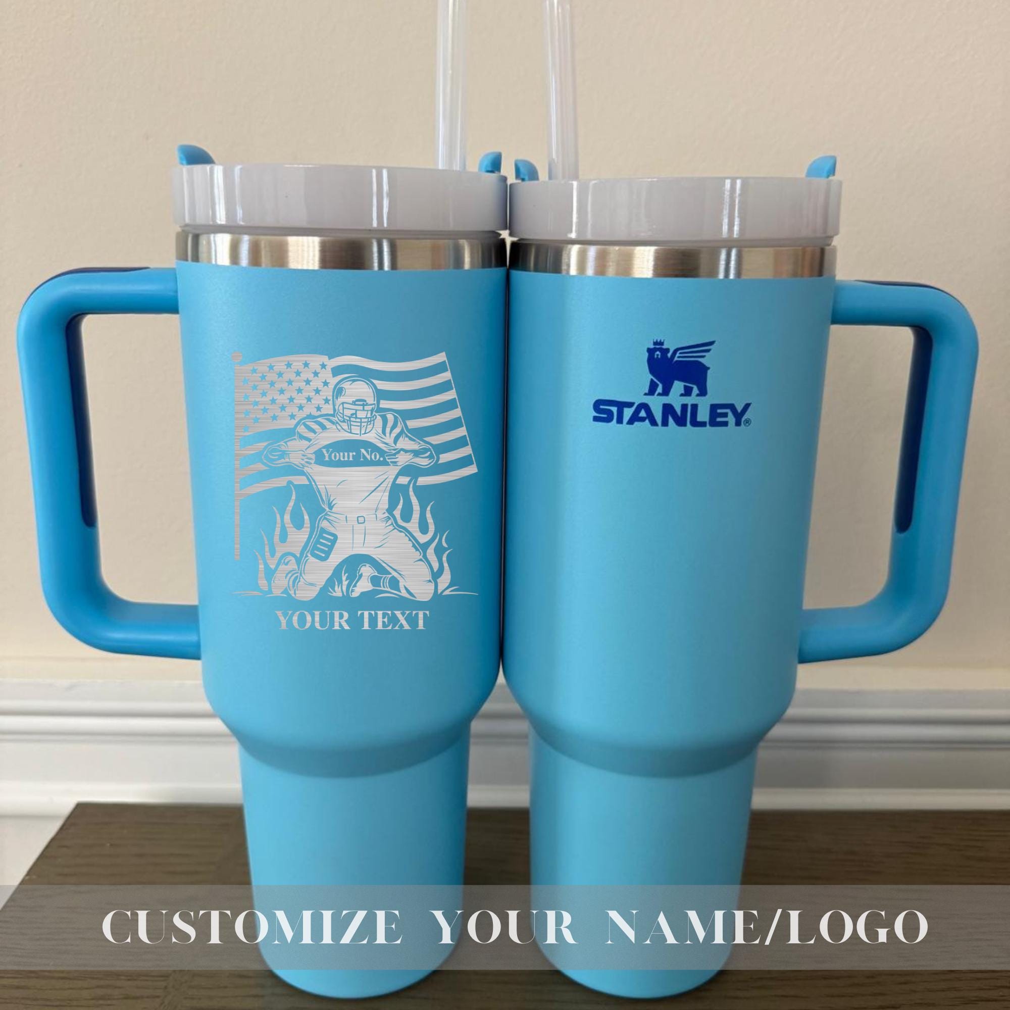 Customized Football Player Name on Stanley 40oz Cup - Football Player Mug - Custom 40oz Tumblers -Engraved 40oz Sports Cups - Gifts For Her