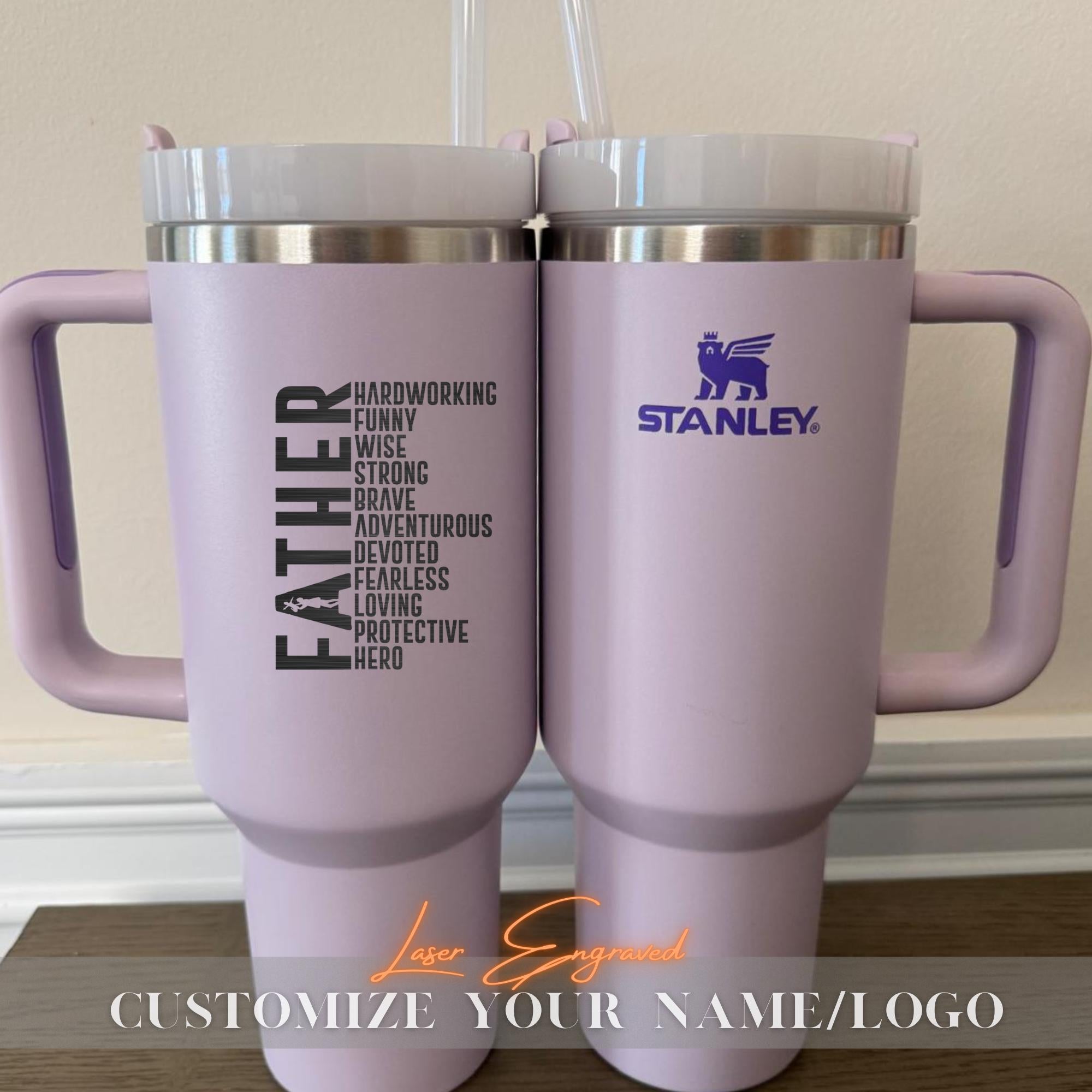 Personalized Stanley Cup 40oz Tumbler - Laser Engraved Fathers Day Gift for Dad 2025, Custom Name Engraved Stanley Quencher, Unique Dad Gift