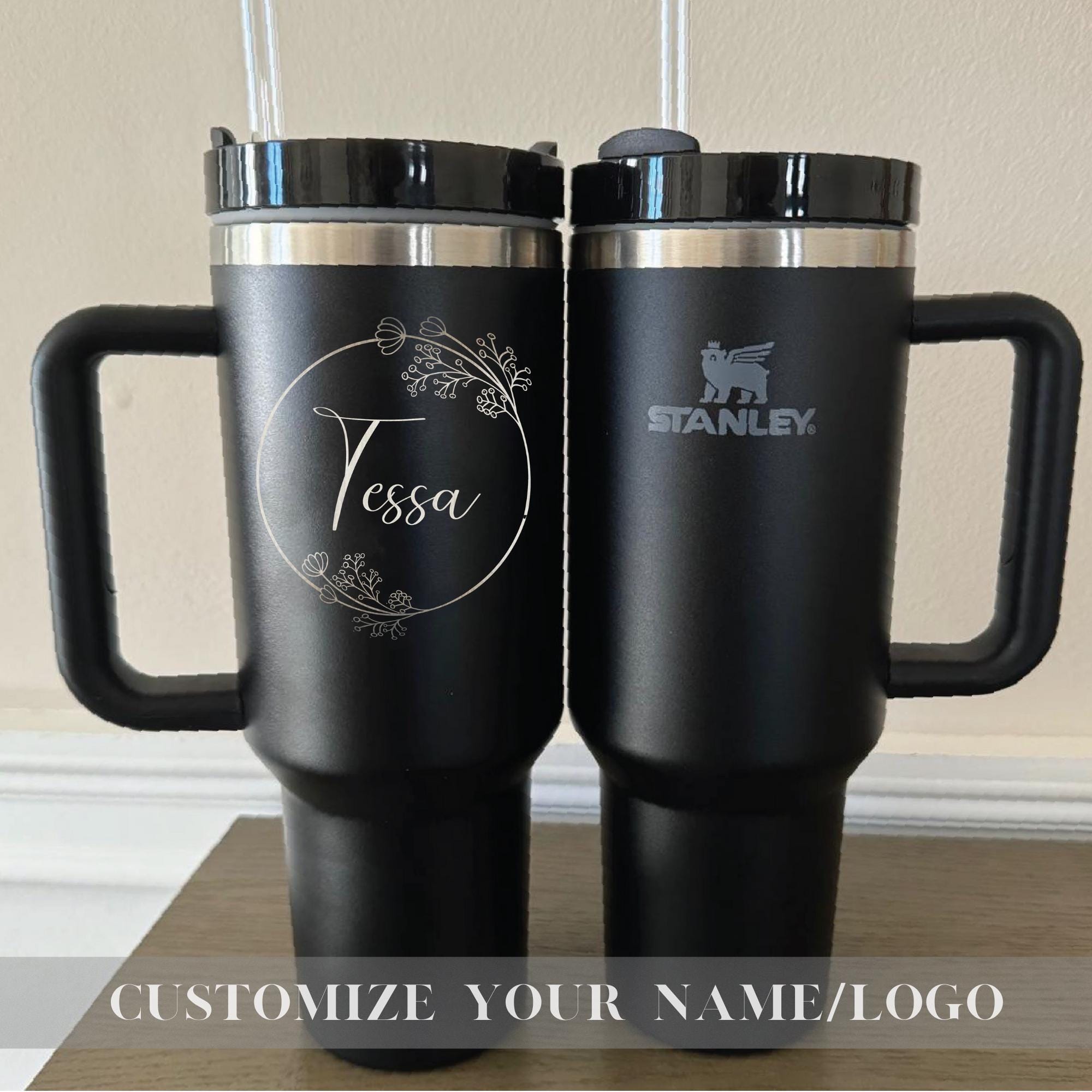 Personalized Stanley Cup, Custom Engraved Tumblers, Birth Month Flower, Custom Logo Tumbler, Gifts for Her, 40oz Quencher