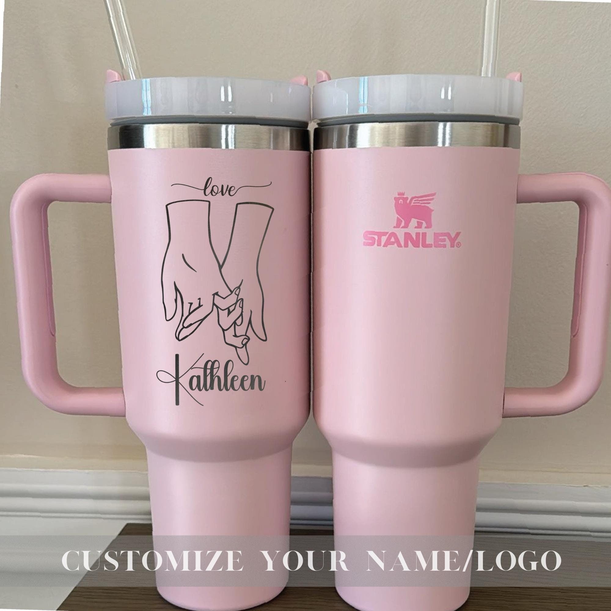 Customized Stanley 40oz Cup of Love – Engraved Couple Names, Engagement, Wedding, & Anniversary Gift – Perfect Personalized Galentine Gifts