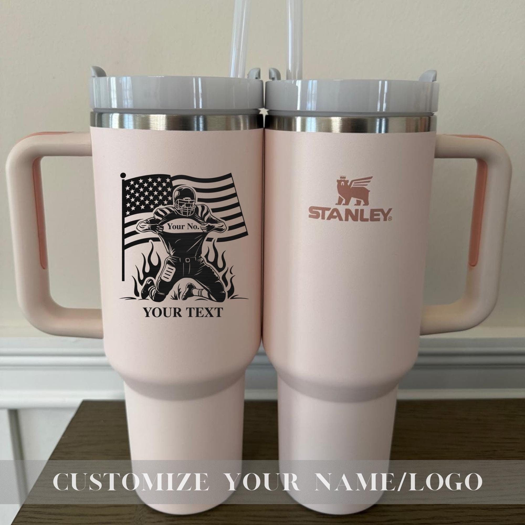 Customized Football Player Name on Stanley 40oz Cup - Football Player Mug - Custom 40oz Tumblers -Engraved 40oz Sports Cups - Gifts For Her
