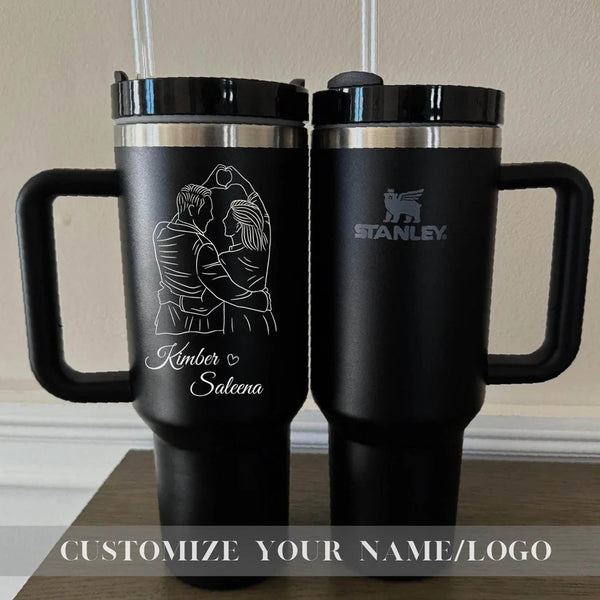Personalized Stanley 40oz Cup, Custom Valentine's Day Gift, Monogrammed Water Bottle, Custom Travel Mug for Him/Her, Unique Gift for Partner