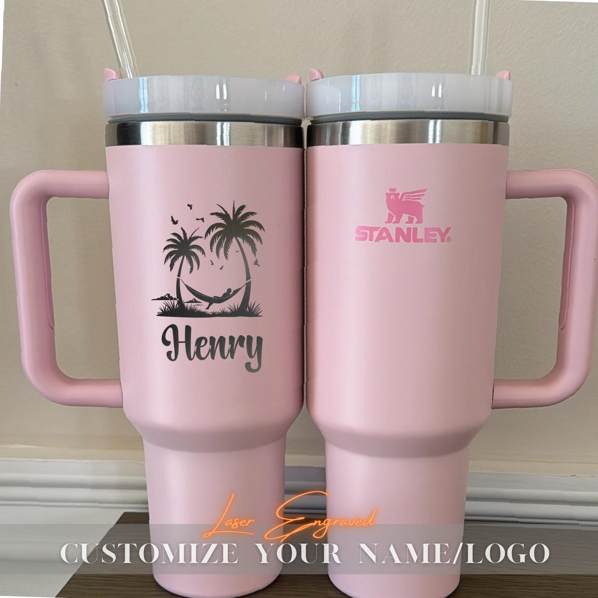 Personalized Stanley Quencher 40oz Tumbler - Laser Engraved Beach Vacation Cup - Summer Wedding & Bachelorette Party Gift Bulk