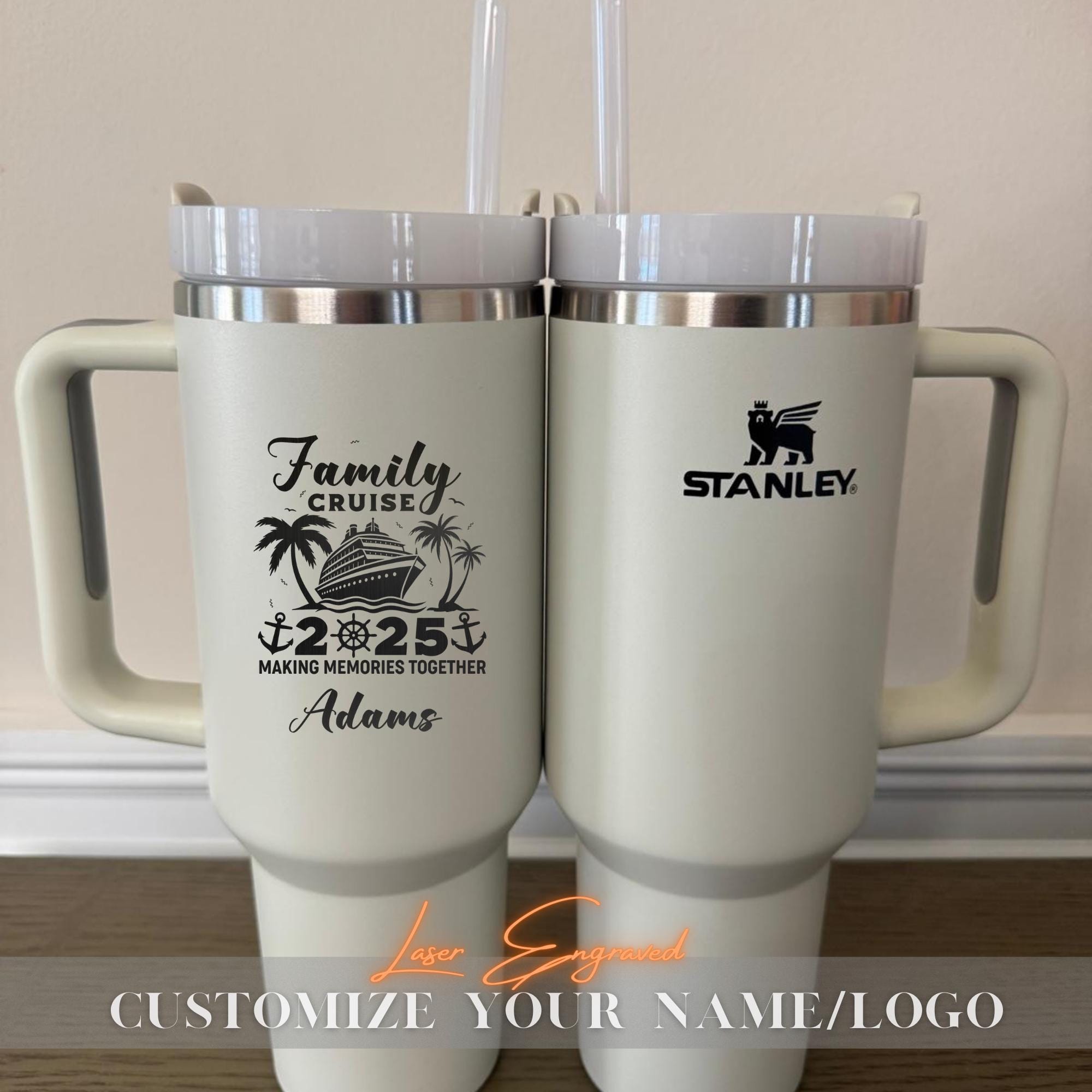 Personalized Stanley 40oz Tumbler - Family Vacation 2025 Gift - Laser Engraved Name  - Cruise, Beach, Ship Party Gift - Weekend Party Gift