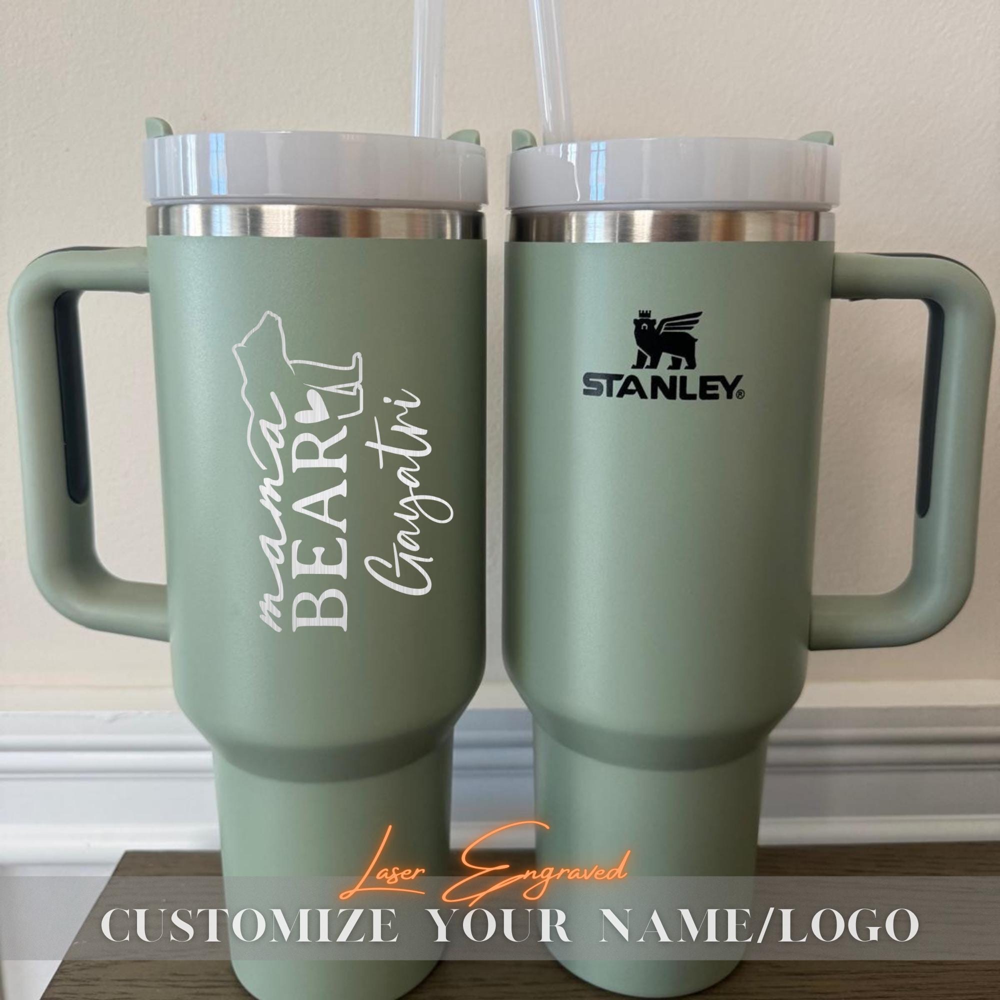 Personalized Mama Bear Stanley 40oz Tumbler, Custom Mother’s Day Gift, Insulated Travel Mug, Unique Mom Gift 2025, Engraved Tumbler for Mom
